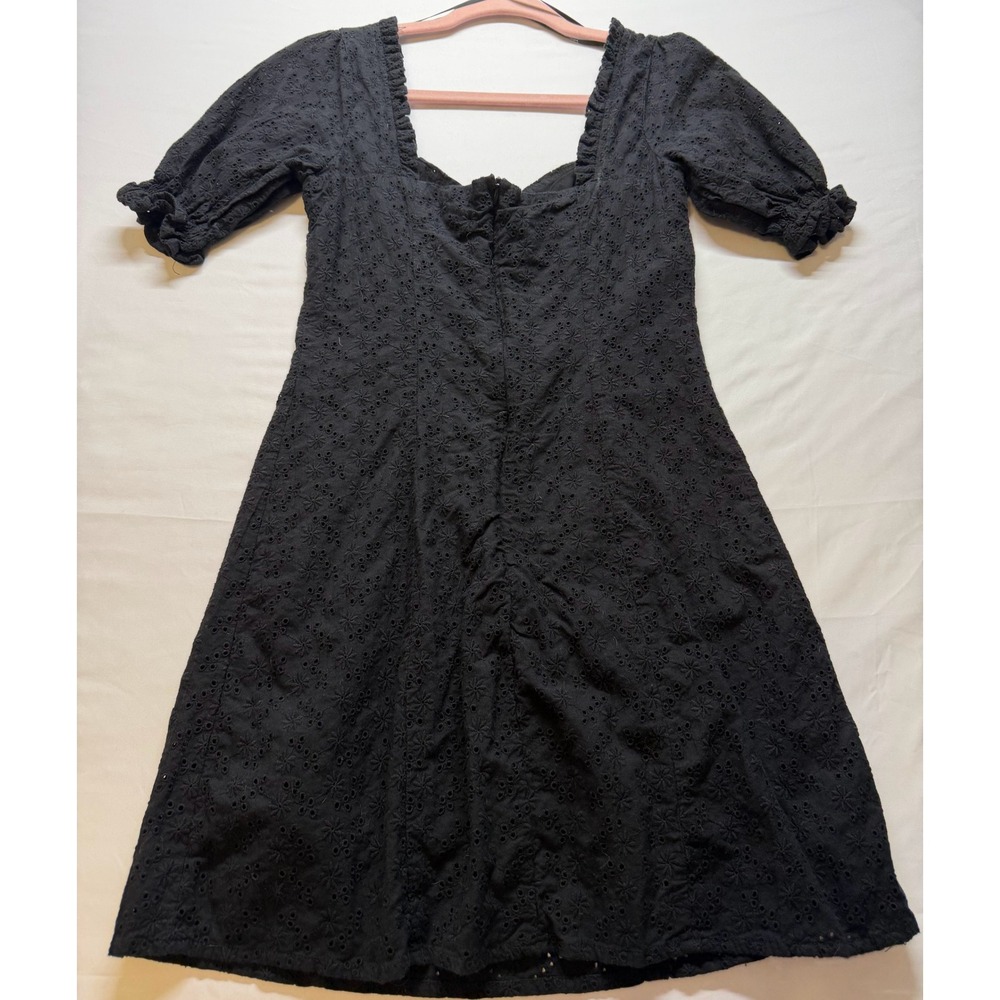 Lulus Dress Womens Small Black Eyelet Puff Sleeve Mini Cottagecore Boho - Picture 6 of 6
